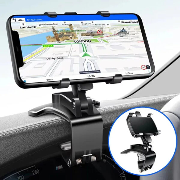 DriveGrip™ 360° adjustable car phone holder mounted on car dashboard