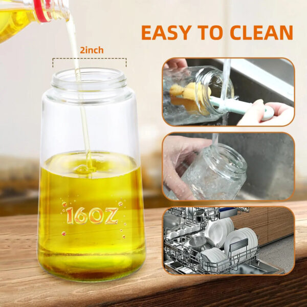 OilSync™ refillable glass oil dispenser with easy cleaning design